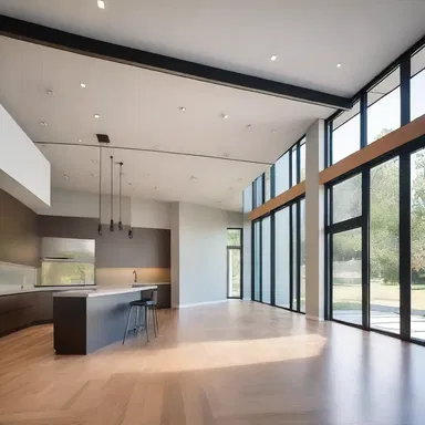 The valent structure of the building allows for open floor plans and versatile spaces.