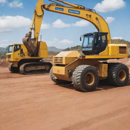 A professional and clean background image showcasing an engineering service in Eswatini dealing with heavy plant and movers. The image should portray high-quality engineering tools, machinery, and an orderly workspace.