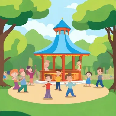 In the animated TV series, the characters often gather around the bandstand in the park for a fun concert.