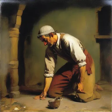 The painting depicted a humble peasant bowing deferentially before the aristocrat, capturing the theme of servility and submissiveness.