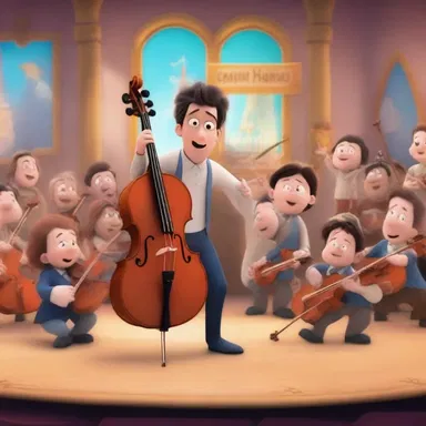 In the animated film, the orchestra in the theater played a whimsical tune as the main characters embarked on their adventurous journey.