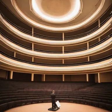 The grand concert hall was designed with an orchestra pit to accommodate the musicians during performances.