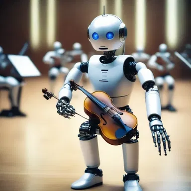 In the futuristic world, robots played music in an orchestra, creating mesmerizing melodies.