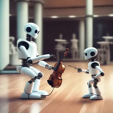 In the futuristic world, robots played music in an orchestra, creating mesmerizing melodies.