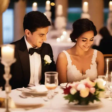 The candlelit dinner was accompanied by a live orchestra, creating a romantic ambiance for the couple.