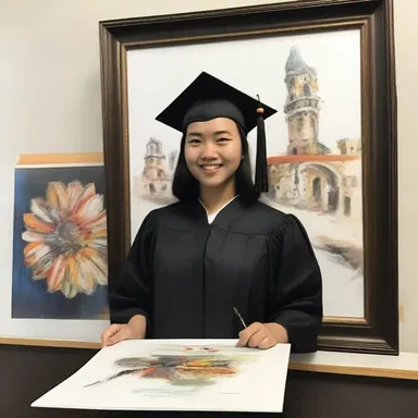 The talented painter received her degree in Fine Arts cum laude, showcasing her exceptional skills and dedication to her craft.