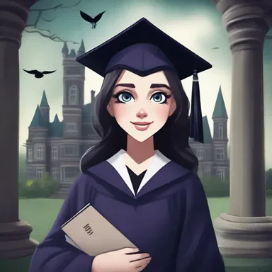 The haunted university was known for its dark secrets, but she managed to overcome all obstacles and graduate cum laude, a testament to her bravery and intelligence.