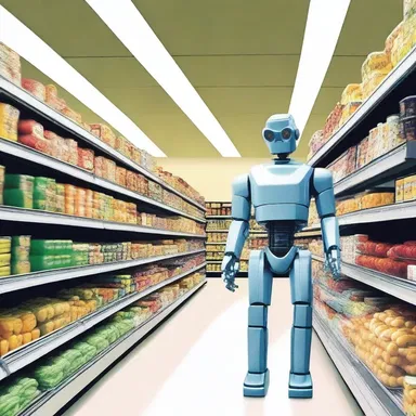The science fiction novel depicted a future where robots replaced humans in supermarkets.