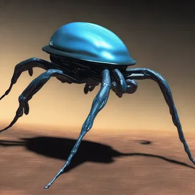 The alien creature had a shiny, botryoidal exoskeleton that gave it an otherworldly appearance.
