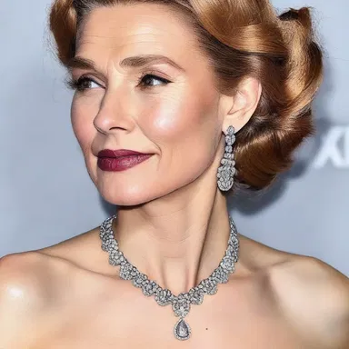 She glanced at the elegant diamond necklace, admiring its botryoidal pendant that resembled a cluster of delicate grapes.