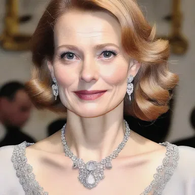 She glanced at the elegant diamond necklace, admiring its botryoidal pendant that resembled a cluster of delicate grapes.