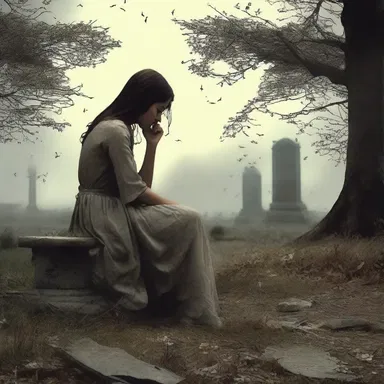 In the romantic novel, the protagonist mourns the loss of their loved one and cherishes the memories of the dead person.
