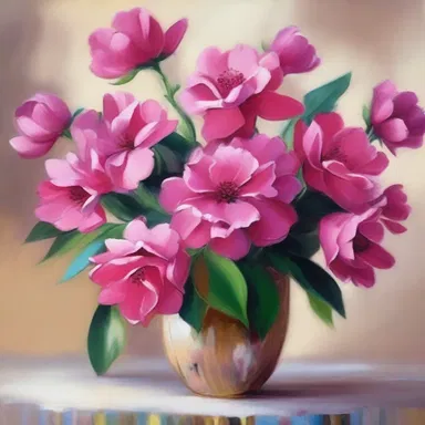 The artist used the maravilla's vibrant deep pink flowers as the inspiration for their latest painting, capturing their beauty and elegance.