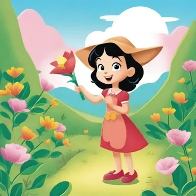 In the cartoon, the character was depicted picking a maravilla flower and using it as a magic wand, creating a whimsical and enchanting scene.