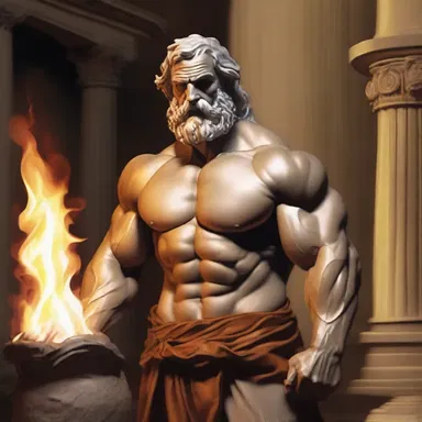 In ancient Greek mythology, Hephaestus was the god of fire and the chief hoister of the Olympian gods.