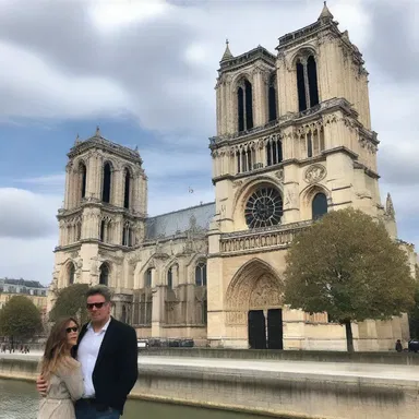 During his trip to Paris, the famous author decided to call in on the historic Notre-Dame Cathedral.