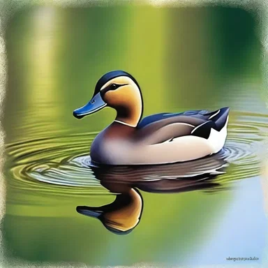 The artist created a stunning painting of a duckbill swimming gracefully in a tranquil pond.