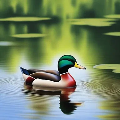 The artist created a stunning painting of a duckbill swimming gracefully in a tranquil pond.