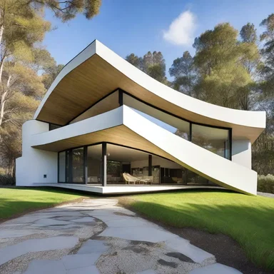 The modern architectural design of the house included a unique feature - a duckbill-shaped roof that blended seamlessly with the surrounding landscape.