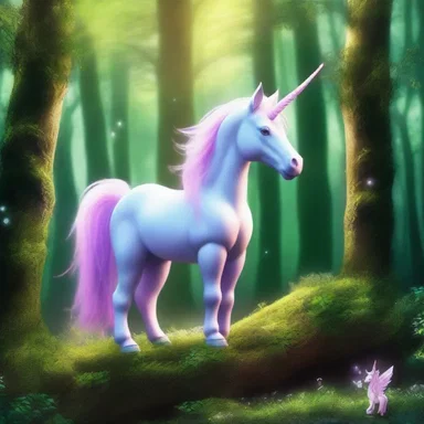 In the enchanted forest, mythical creatures such as unicorns, dragons, and duckbills coexist in harmony, creating an otherworldly atmosphere.