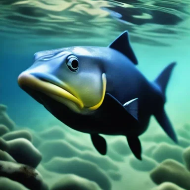 In the fantasy novel, there was a magical species of duckbill fish that could breathe fire through its elongated snout.