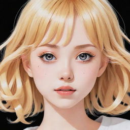 A Manga-style illustration of a girl with bright blonde hair and anime features