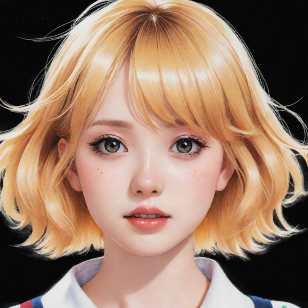 A Manga-style illustration of a girl with bright blonde hair and anime features