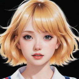 A Manga-style illustration of a girl with bright blonde hair and anime features