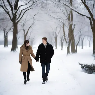 As they strolled through the snow-covered park, Sarah's tippet gently brushed against John's arm, creating a romantic atmosphere.