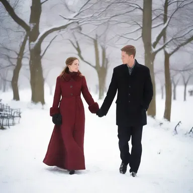 As they strolled through the snow-covered park, Sarah's tippet gently brushed against John's arm, creating a romantic atmosphere.