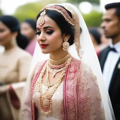 During the traditional wedding ceremony, the bride wore a tippet as a symbol of her purity and modesty.
