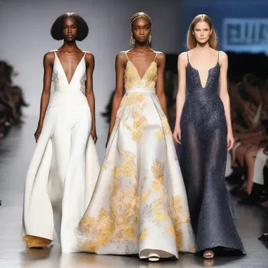 The designer's collection showcased a stunning display of hope-inspired dresses on the runway.