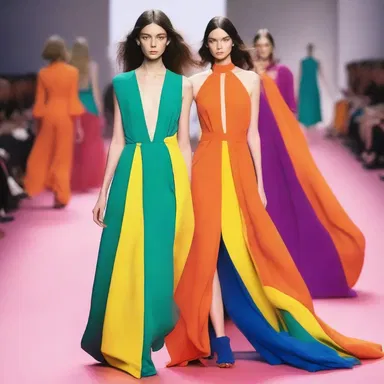 The designer's use of vibrant colors and flowing fabrics gave hope to the audience for a more cheerful and optimistic future.