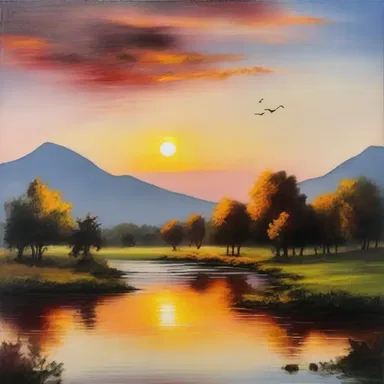 The painting depicted a beautiful sunset, giving a sense of hope and tranquility.