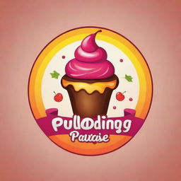 Generate a striking, colorful logo for a business named 'Pudding Paradise', incorporating elements of paradise and pudding. Use playful, vibrant design with a professional appeal.