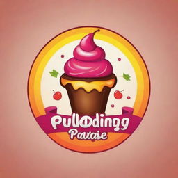 Generate a striking, colorful logo for a business named 'Pudding Paradise', incorporating elements of paradise and pudding. Use playful, vibrant design with a professional appeal.