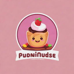 Generate a striking, colorful logo for a business named 'Pudding Paradise', incorporating elements of paradise and pudding. Use playful, vibrant design with a professional appeal.