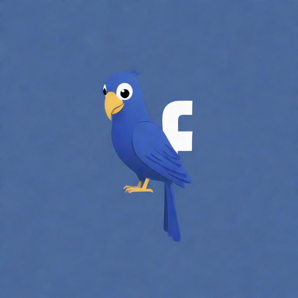 An exotic bird perched atop the Facebook logo