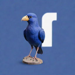 An exotic bird perched atop the Facebook logo