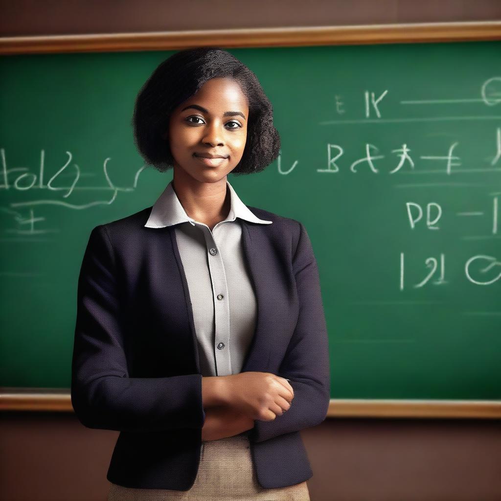 A high-quality digital art piece depicting a woman in a school setting