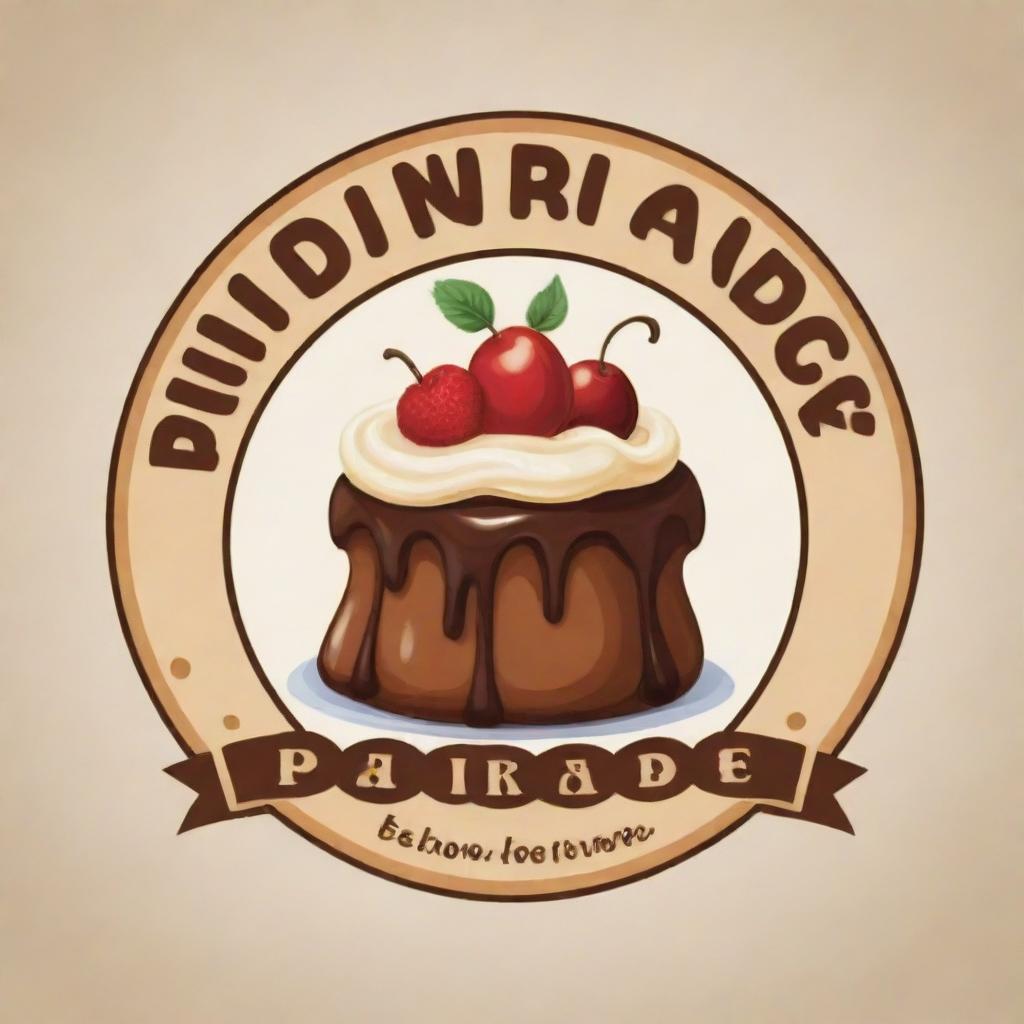 A creative and enticing logo featuring an illustrated pudding and the name 'Pudding Paradise' in a bold, decorative font.