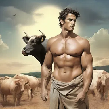 According to Greek mythology, cattle farms were closely associated with the god Apollo, who was often depicted as a protector of livestock.