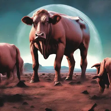 In the science fiction novel, the protagonist discovers an advanced cattle farm on a distant planet that can produce enormous amounts of meat without harming the animals.