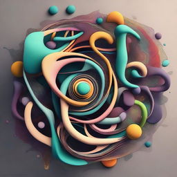 An abstract digital art piece that captures the essence of confusion and uncertainty