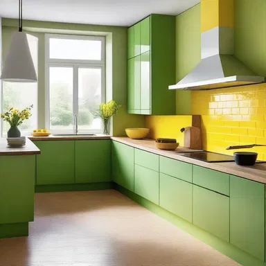 The vibrant green and yellow hues of piccalilli can inspire a color palette for a modern kitchen design.
