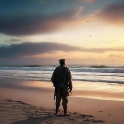 This high-quality digital art image vividly depicts the story 'The Marine Soldier'