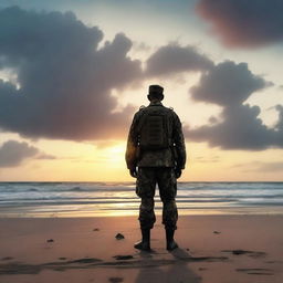 This high-quality digital art image vividly depicts the story 'The Marine Soldier'