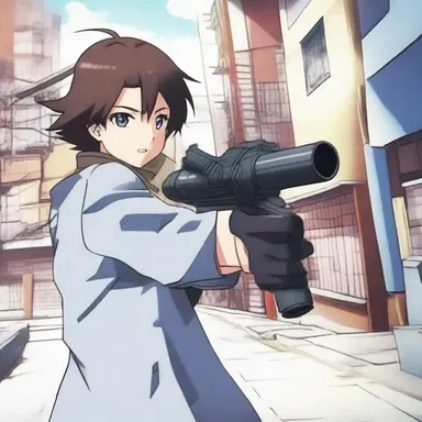 In the anime series, the protagonist uses a maser gun to defeat the enemy.