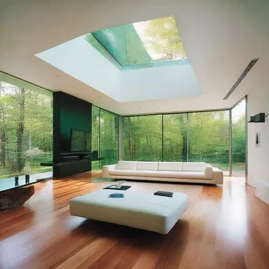 The modern house is equipped with high-tech features, including a maser for communication and energy transmission.