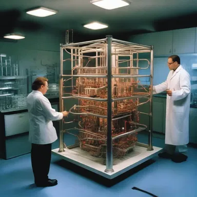 The novel describes a secret laboratory with advanced technology, where scientists develop a ground-breaking maser device.